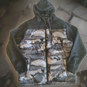 Ecko Unltd Jacket Mens Large Street Camo/Black Lined Sherpa Full Zip NWT A4